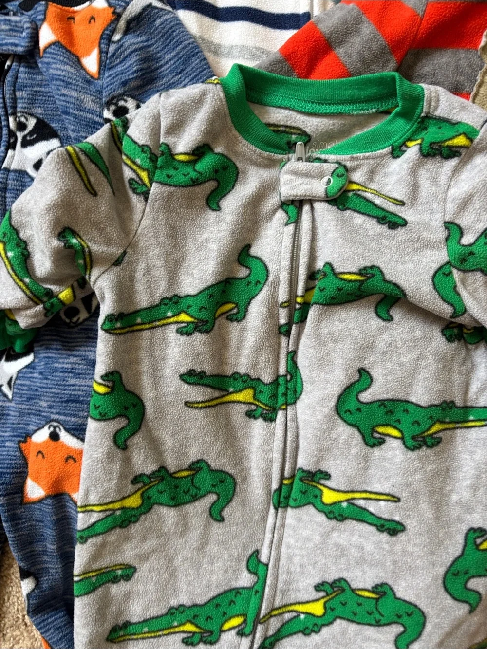 5 Boys Fleece Sleepers - 12 Months Sleep & Play